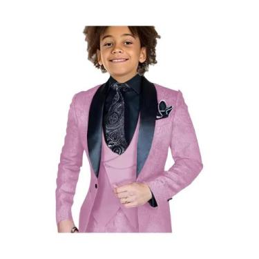 Imagem de Conjunto De Terno Jacquard 3 Peças Para Meninos: Blazer, Colete E Calç