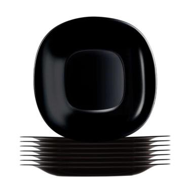Imagem de Jogo 8 Prato De Sobremesa Preto Quadrado Square 20cm Vidro Opalino Em Casa Tem