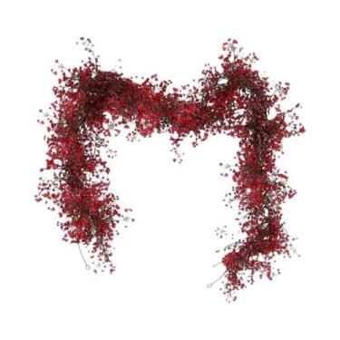 Imagem de Guirlanda De Plantas Artificiais De 1,8m Com Samambaias Vermelhas E He