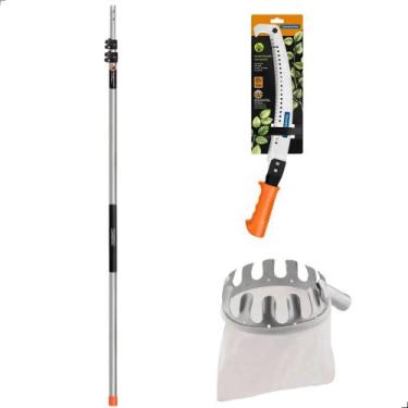 Imagem de Serrote para Poda e Apanhador Frutas com Cabo Extensor 5 Metros Tramon