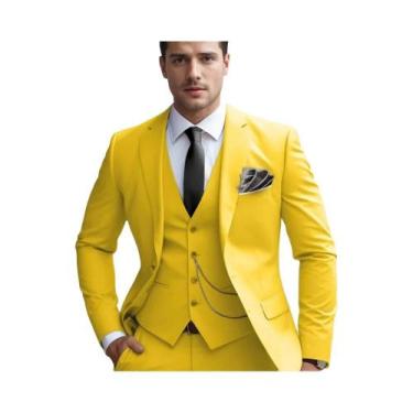Imagem de Conjunto Masculino Slim Fit De Blazer, Colete E Calça Para Casamento, 