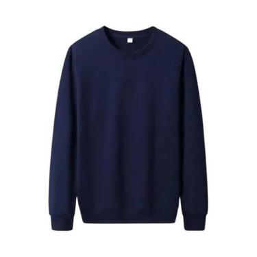 Imagem de Moletom masculino elegante fino de cor sólida, ideal para outono, pulô