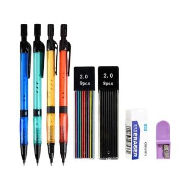 Imagem de Conjunto De Lápis Mecânico De 2.0mm Com Refil De Grafite 2B Preto E Co