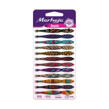 Imagem de Pinça Depilatória Merheje Basic Decorada Cartela c/12