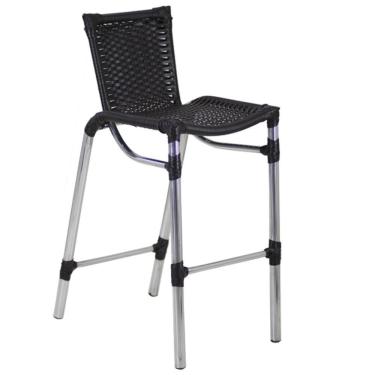 Imagem de Banqueta Alta Fortaleza Alumínio Assento Fibra Sintética 96 Cm Preto Trama Original