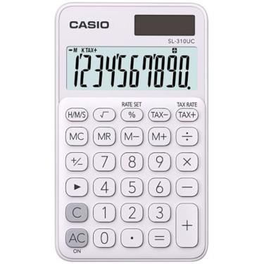 Imagem de Calculadora de Bolso Casio SL-310UC-WE com 10 Dígitos, Visor Amplo, Memória Independente e Alimentação Solar e Pilha