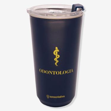 Imagem de Copo Térmico Copo Sky Profissões Odontologia Azul para Bebidas em Aço Inoxidável e Plástico com Tampa Hermética 500ML