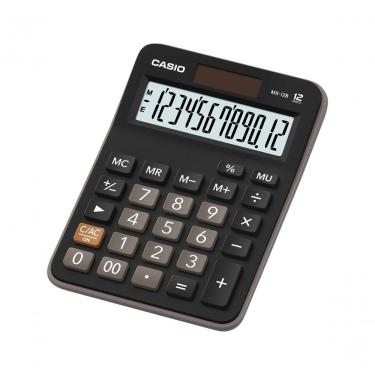 Imagem de Calculadora de Mesa Casio MX-12B-W4-DC 12 Dígitos com Dupla Alimentação Solar e Bateria e Teclado com Memória Preto
