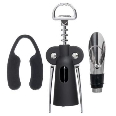 Imagem de Jogo para vinho com 3 acessórios inox preto -Fracalanza, 3 meses por d