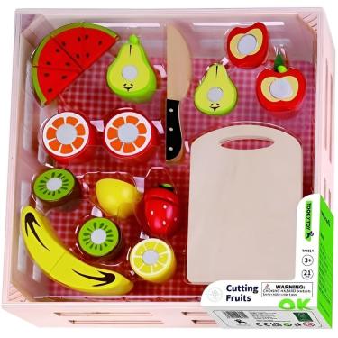 Imagem de Kit Comidinhas de Brinquedo Madeira Infantil para Cortar 21 Peças Educativas - Tooky Toy