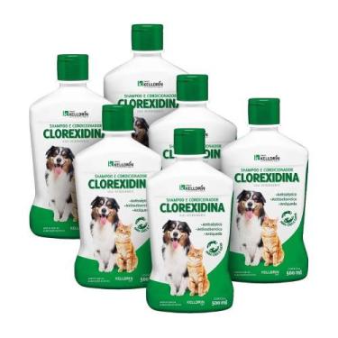 Imagem de Kit 6 Shampoo e Condicionador Kelldrin Clorexidina 500ml
