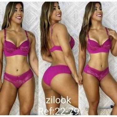 Imagem de kit com 5 conjuntos de lingerie de luxo com calcinha tanga (calcinha e