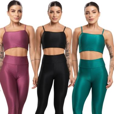 Imagem de KIT 3 Top Fitness Esmeralda Serra e Mar Roupa Para Academia Treino Moda Feminina Muscul...