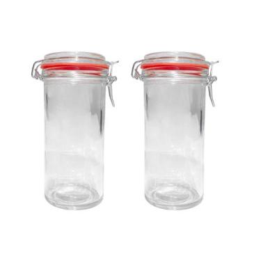 Imagem de Kit 2 Potes Hermético Vidro Trava Metal 1500ml Class Home