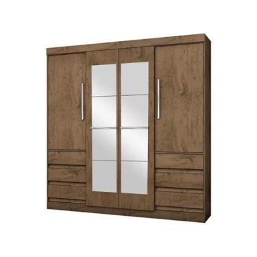 Imagem de Guarda-roupa Casal com Espelho 4 Portas 6 Gavetas Araplac Atraente Sof