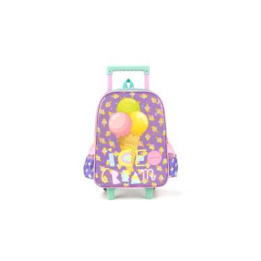 Imagem de Mochila Escolar Feminina Ice Cream Rodinha Rosa/Verde Up4you, Rosa
