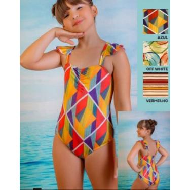Imagem de Maiô Kids Estampado Com Babado - Sol e Água, Estampado, Off, 08