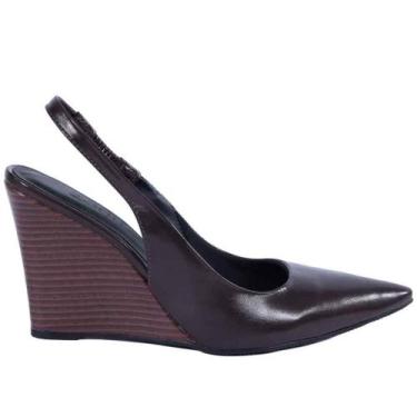 Imagem de Scarpin Feminino Zariff Slingback com Salto Anabela 4634-89161 Marrom,
