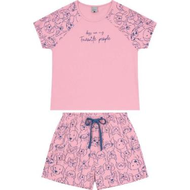 Imagem de Pijama Manga Curta Feminino Malha Malwee Ref. 120747, Rosa, XGG