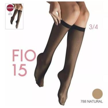 Imagem de Meia Calça Selene Transparente 3/4 Fio 15 Kit C 3 Pares 9040, Fume