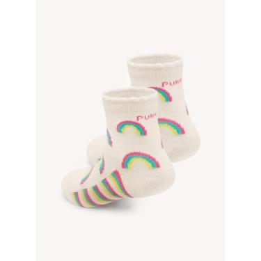 Imagem de Meia Soquete Infantil Feminina para Bebê Cano Médio Arco Íris Puket 70