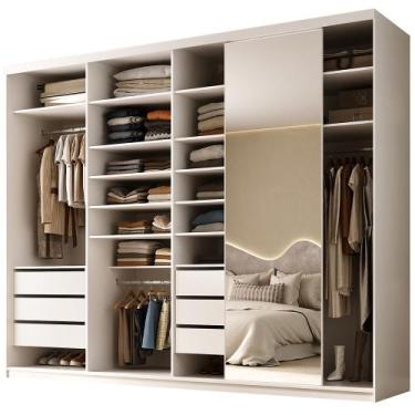 Imagem de Closet Casal 1 Porta de Correr Com Espelho 6 Gavetas 277cm MDF Sonni R