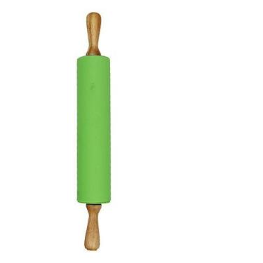 Imagem de Rolo Para Massas Macarrão Silicone E Madeira 47x6cm - 123Útil, Verde
