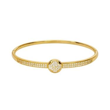 Imagem de Bracelete Trevo Redondo com Zircônias - Banhado em Ouro 18k - Tri Gata