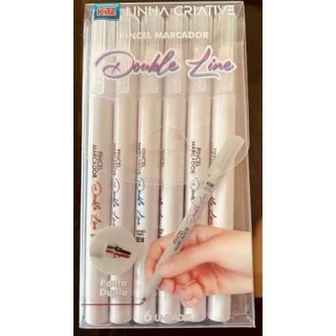 Imagem de Caneta Marcadora Double Line Kaz - Kit com 6 Cores