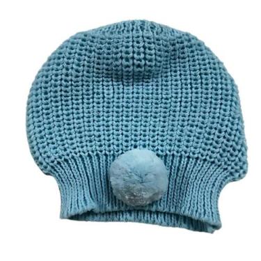 Imagem de Boina Touca Lã  Tricô Tricot Pompom Estilosa - YOYO, G, Azul claro