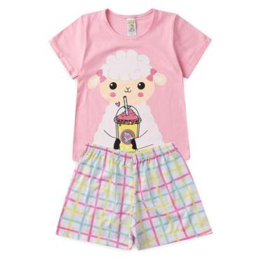 Imagem de Pijama Infantil Feminino Verão Milkshake Sheep - Hey Kids - Rosa Claro