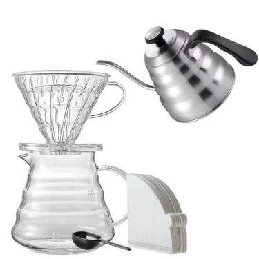 Imagem de Kit Barista Profissional Cafeteira V60 Tamanho 02 com Chaleira Inox Or