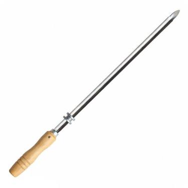 Imagem de Espeto Inox Com Roldana Para Churrasqueira Rotativa Cabo Madeira - 408