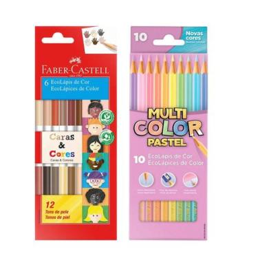 Imagem de Lápis De Cor Tons De Pele Bicolor Kit C/ Tons Pastéis Colorido Escolar