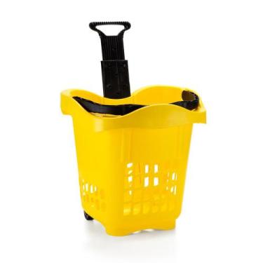 Imagem de Carrinho 30lts Cestinha De Mercado Com Rodas Duas Rodinhas Carrinho Fe