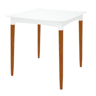 Imagem de Mesa Diana 4 Lugares Quadrada Polipropileno 70CM Branco com Pernas de Madeira Tramontina