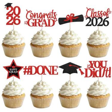 Imagem de YISKUOPU Topos para Cupcakes de Formatura 48 Peças 2026