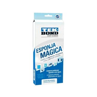 Imagem de Esponja Mágica Tekbond Remoção de Manchas com Água Nanotecnologia Ecológica para Diversas Superfícies Branca 7CM