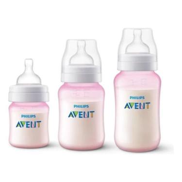 Imagem de Kit 3 Mamadeira Philips Avent Anticolic 125/260/330ml Rosa
