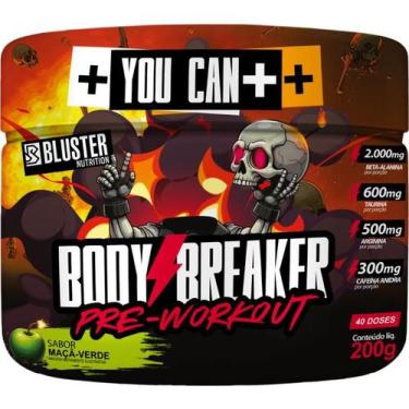 Imagem de Pré Treino Body Breaker 200g  300mg Cafeína por Dose 40 Doses Alto Ren
