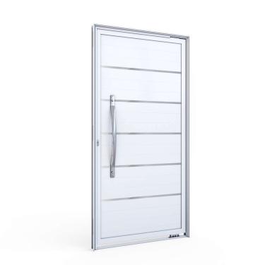 Imagem de Porta Pivotante de Alumínio 215 x 105 x 8cm Lambri com Friso e Puxador Direita Lucasa Ideale