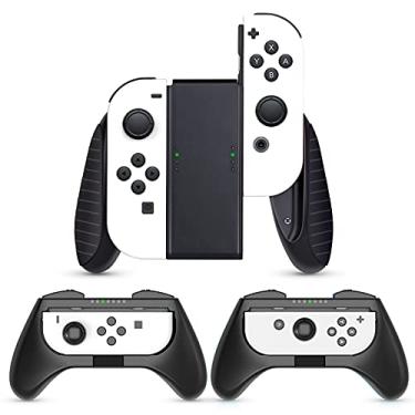 Imagem de HEYSTOP Grip Compatible with Nintendo Switch/Switch OLED Joy-Con, 3 Pack, Wear Resistant Game Switch Controller Handle Case Kit for Nintendo Switch Joy Con, Black