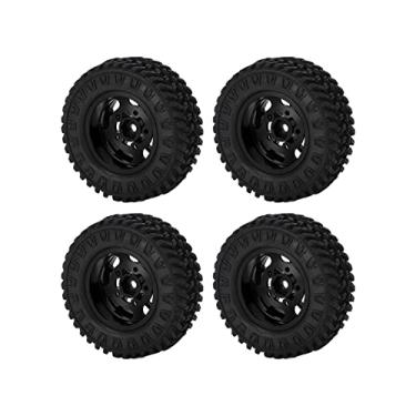 Imagem de Pneus de borracha de aro de roda de 7 mm, pneu de borracha de aro de roda de alto desempenho ecologicamente correto para carro RC axial SCX24 para carro RC 1/24(Preto)