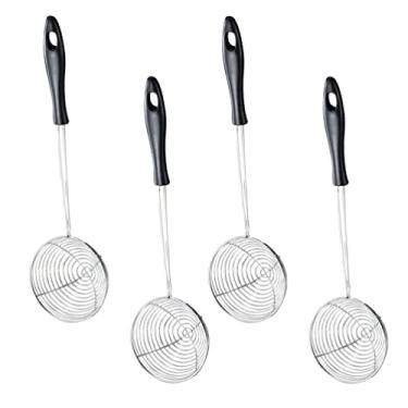 Imagem de Hemoton 4 peças de aço inoxidável colher de espumante coador de panela quente colher colher de bolinho de macarrão para cozinha cozinhar fritura (preta)