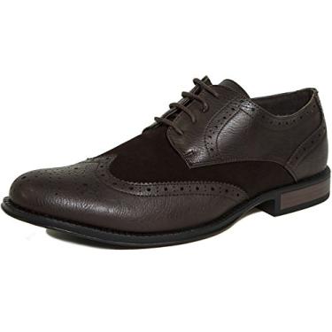 Imagem de Alpine Swiss Zurich Sapato social masculino Oxford com ponta de asa e medalhão de brogue em dois tons, Marrom, 2 tons, 7