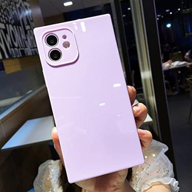 Imagem de Capa de telefone para iphone 12 11 pro 13pro max x xr xs max 7 8 plus se 2020 13 mini luxo design quadrado cores doces capa de tpu macio, roxo, para iphone 12 pro