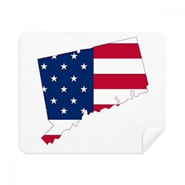 Imagem de Connectic USA Mapa Estrelas Tripes Bandeira Forma Pano de Limpeza de Tela Limpador de Tela 2 Peças Tecido de Camurça