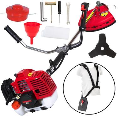 Imagem de Roçadeira Profissional Lateral Kawashima KW33L á Gasolina Ideal Para Limpeza em Áreas de Difícil Acesso Como ao Redor de Muros, Valas e Escadas