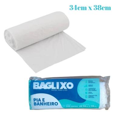 Imagem de Sacos p/ Lixo Branco Pia e Banheiro 34X38cm 1 Rolo c/ 100u