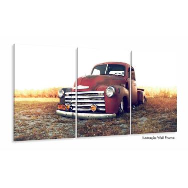 Imagem de Quadro Decorativo Carro Antigo Retro 120x60 em tecido 3 peça